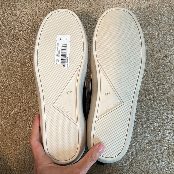 Gianni Bini Emmitt leather Suede silver glitter high top shoe white black 10 9.5 - Picture 7 of 8